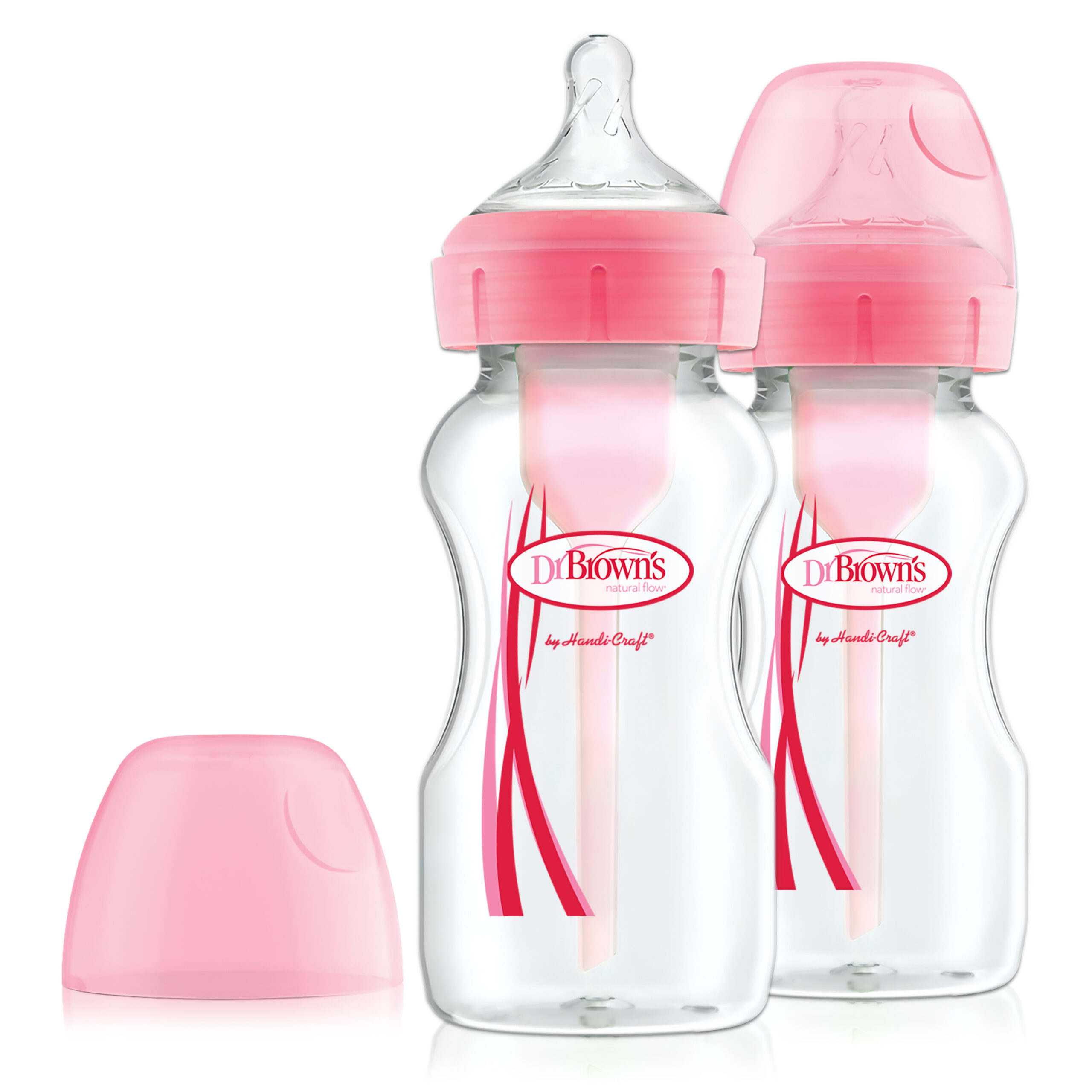 Dr. Brown's Options+ Anti-colic Bottle Brede halsfles roze 270 ml • Dr. Brown's