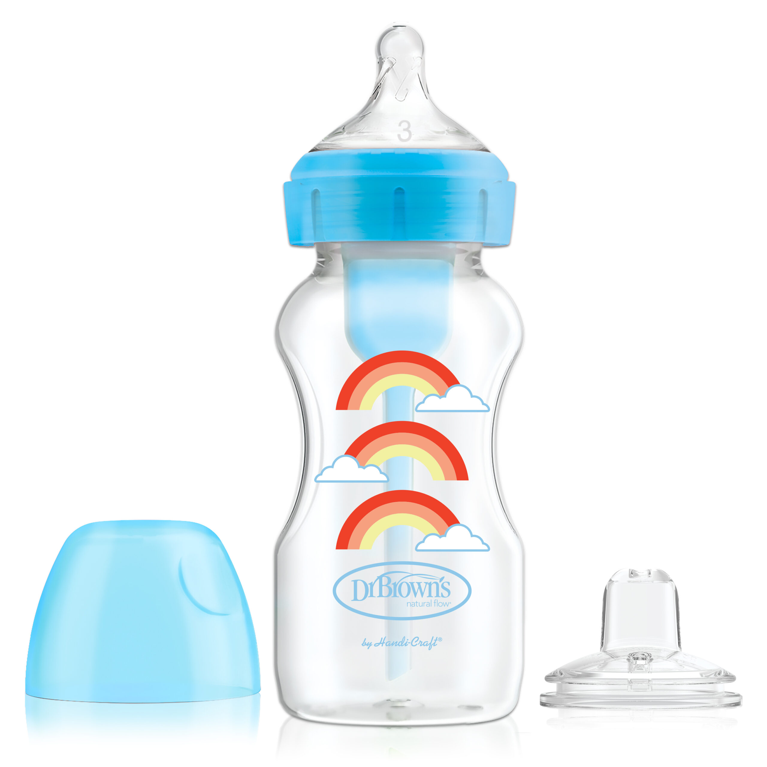 Omkleden Terminal inflatie Dr. Brown's Options+ Bottle to Sippy Starter kit | Brede halsfles blauw 270  ml • Dr. Brown's