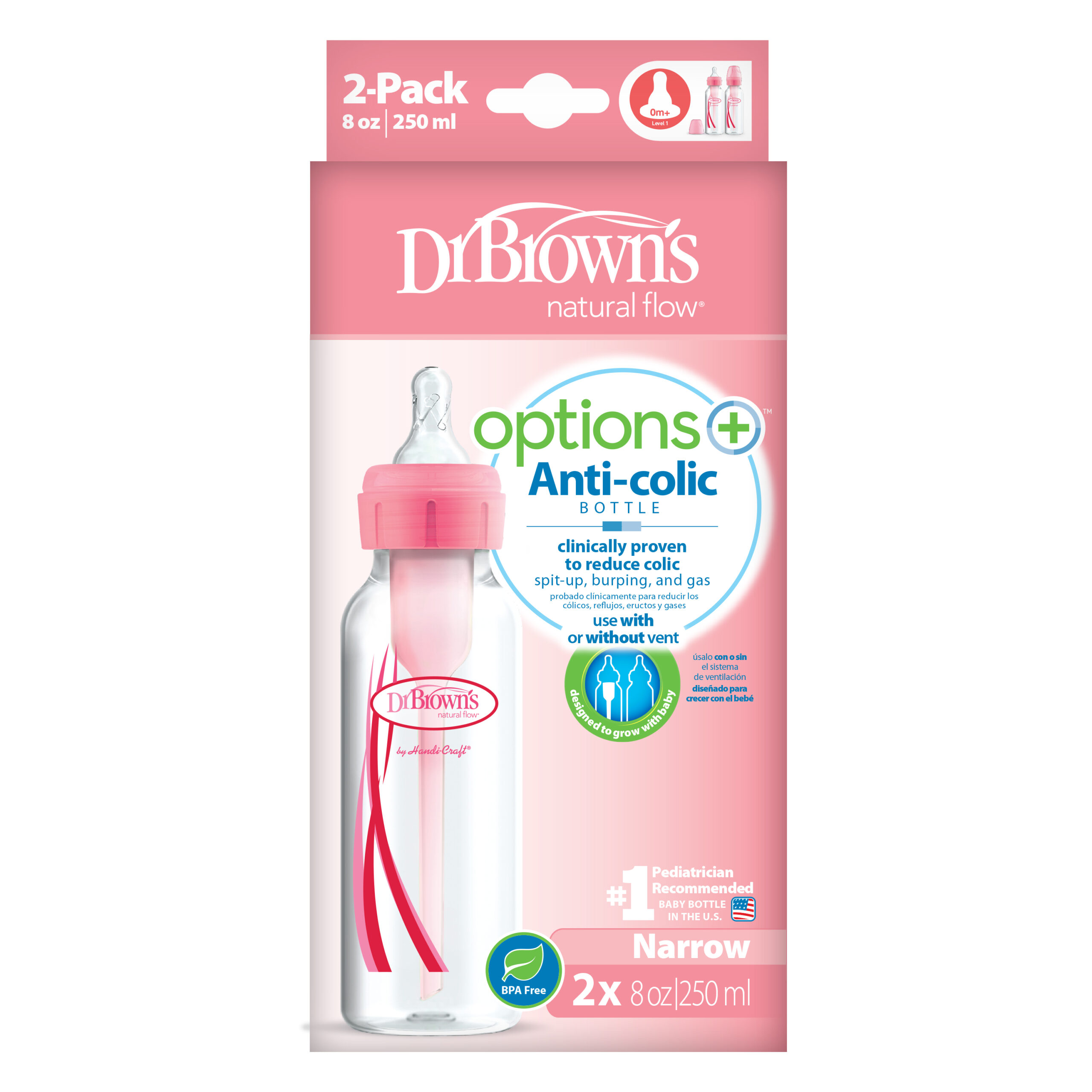 Inloggegevens Opera Blaze Dr. Brown's Options+ Anti-colic Bottle 2-pack | Standaard halsfles roze 250  ml • Dr. Brown's