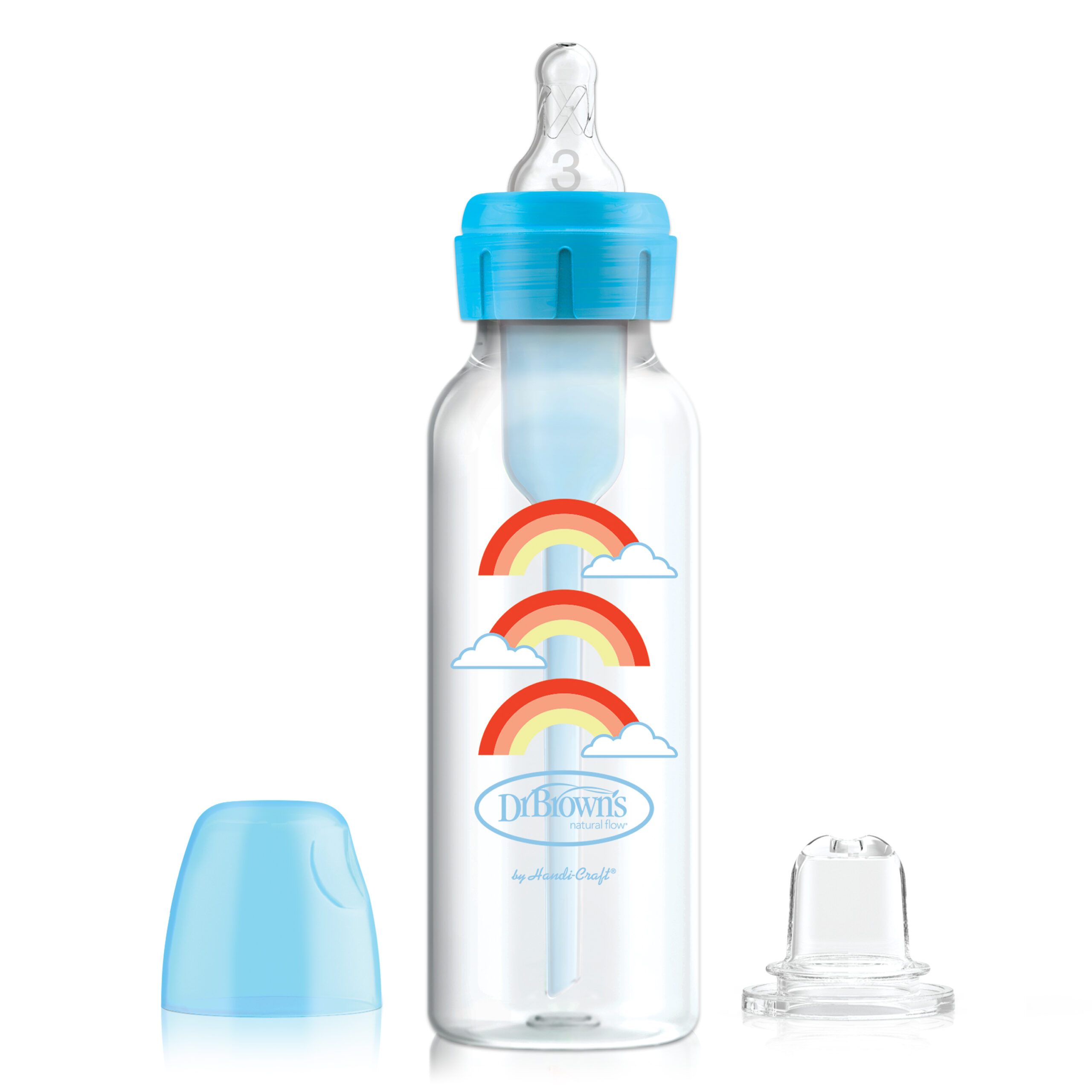 Paard Van God Lyrisch Dr. Brown's Options+ Bottle to Sippy Starter kit | Standaard halsfles blauw  250 ml • Dr. Brown's