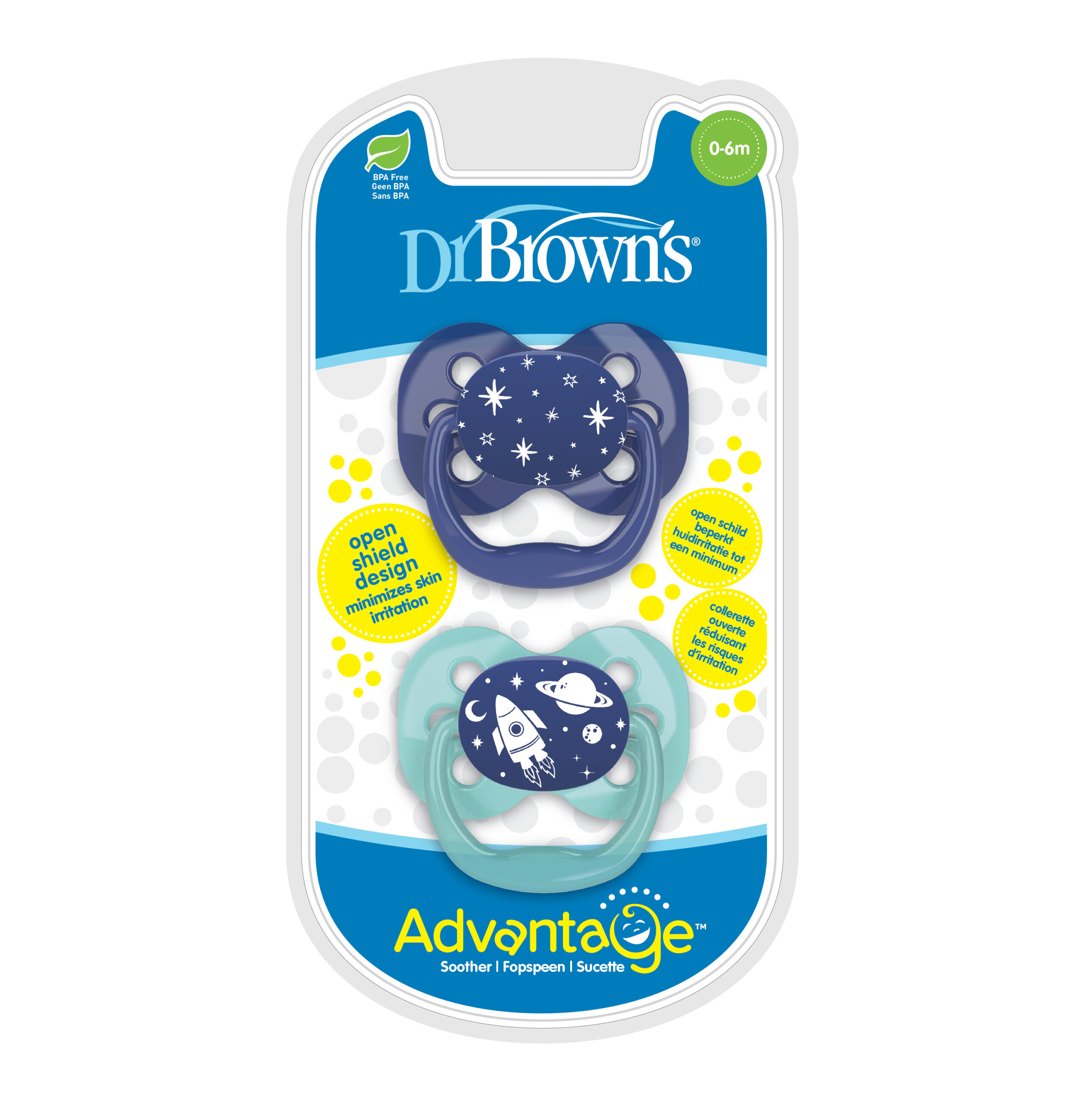 Dr. Brown's Symmetrische fopspeen 1 blauw/mint • Dr. Brown's